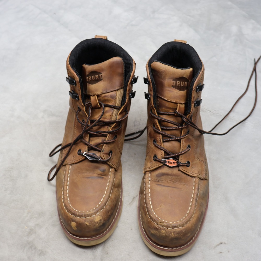 Brunt Men 12 Work Boots Brown Leather Marin Composite Toe Rugged Lace Up Utility - Picture 2 of 16